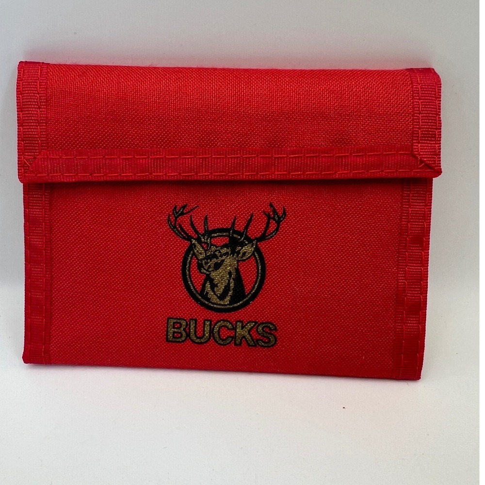 Vintage BUCKS red nylon bifold wallet Deer Buck 80s Retro Cabincore Dadcore